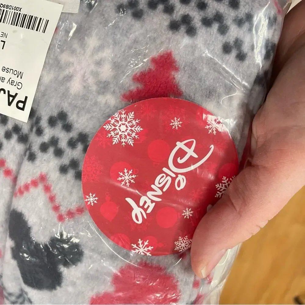Disney Minnie Mouse Red & Grey Christmas Two Piece Pajama Set Womens L - Picture 5 of 6